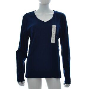 NWT St. John's Bay American Navy Long Sleeve Vneck Tshirt